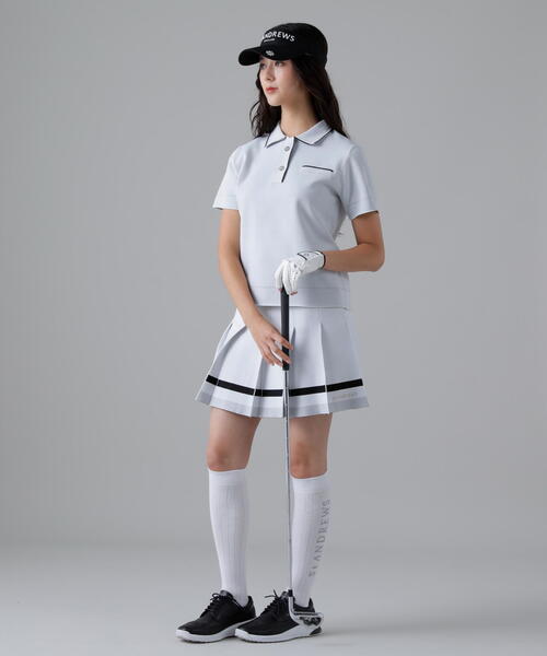 St ANDREWS(セントアンドリュース)の「16Gダブルジャガード半袖ニットポロ (WOMENS)(ニット/セーター・レディース・ブラック/ホワイト・M/S/L)」の14枚目の写真