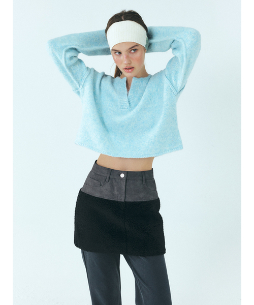 ETMON（エトモン）の「Neck-Slit Knit Pullover, Light Blue（ニット/セーター・レディース・その他・FREE）」の4枚目の写真