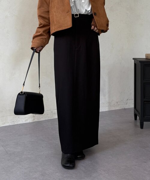 Thevon（ゼボン）の「ベルト付きナロースカート（スカート・レディース・ブラック/ベージュ・M/S）」の3枚目の写真