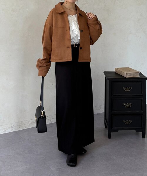 Thevon（ゼボン）の「ベルト付きナロースカート（スカート・レディース・ブラック/ベージュ・M/S）」の4枚目の写真