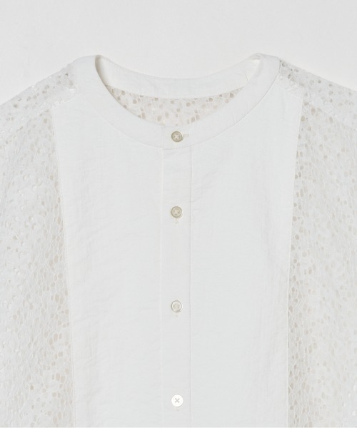 HELIOPOLE(エリオポール)の「LACE COLLARLESS SHIRT(シャツ/ブラウス・レディース・ブラック/ホワイト・38)」の7枚目の写真