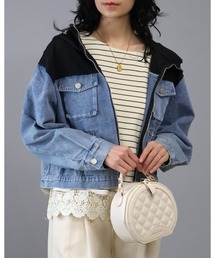 Doumoi（ドゥモエ）の「デニム異素材切り替えジップアップジャケット（デニムジャケット）」