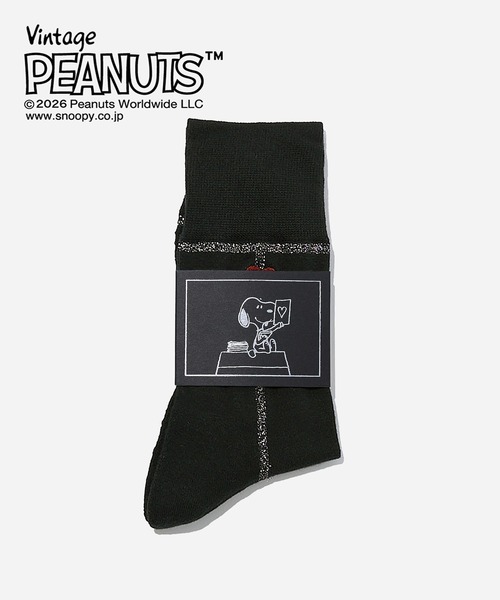 CHICSTOCKS（シックストックス）の「SNOOPY×CHICSTOCKS［ラメライン ハートバルーン］（ソックス/靴下・メンズ・ダークブラウン/ブラック×シルバー・SMALL/LARGE/MEDIUM）」の3枚目の写真