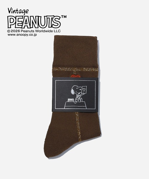 CHICSTOCKS（シックストックス）の「SNOOPY×CHICSTOCKS［ラメライン ハートバルーン］（ソックス/靴下・メンズ・ダークブラウン/ブラック×シルバー・SMALL/LARGE/MEDIUM）」の5枚目の写真