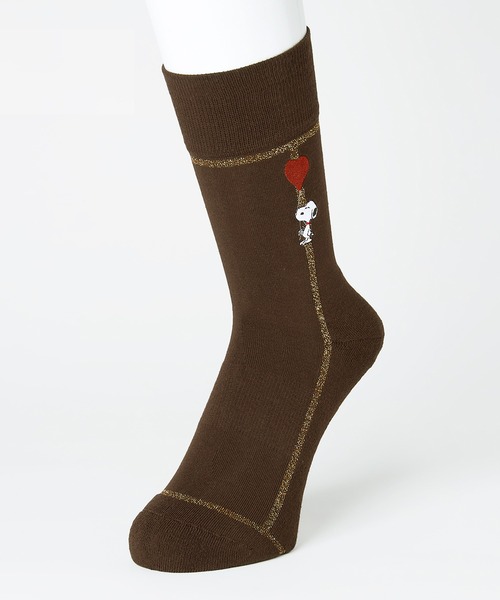 CHICSTOCKS（シックストックス）の「SNOOPY×CHICSTOCKS［ラメライン ハートバルーン］（ソックス/靴下・メンズ・ダークブラウン/ブラック×シルバー・SMALL/LARGE/MEDIUM）」の6枚目の写真