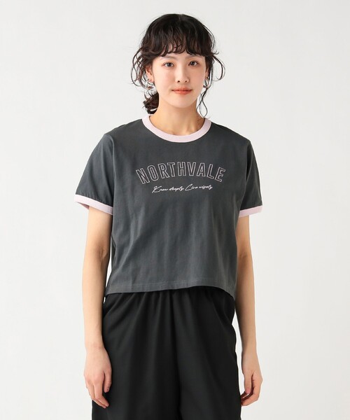 BEAMS HEART(ビームスハート)の「リンガー ロゴ Tシャツ(Tシャツ/カットソー・レディース・ホワイト系その他5/オフホワイト/チャコールグレー・FREE)」の7枚目の写真