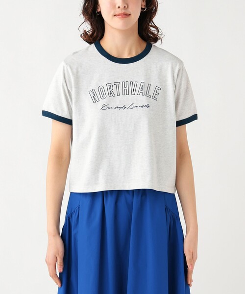 BEAMS HEART(ビームスハート)の「リンガー ロゴ Tシャツ(Tシャツ/カットソー・レディース・ホワイト系その他5/オフホワイト/チャコールグレー・FREE)」の8枚目の写真