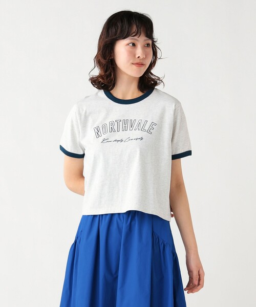 BEAMS HEART(ビームスハート)の「リンガー ロゴ Tシャツ(Tシャツ/カットソー・レディース・ホワイト系その他5/オフホワイト/チャコールグレー・FREE)」の3枚目の写真