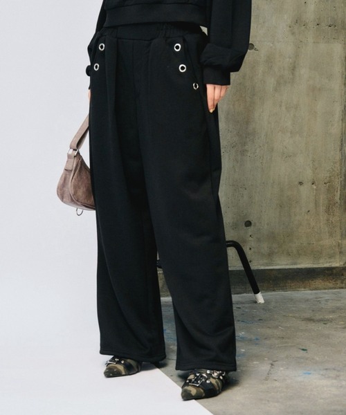 3.3 Field Trip （3.3フィールドトリップ）の「3.3 Field Trip／ハトメデザインスウェットパンツ（スウェットパンツ・レディース・ブラック/グレー/オートミール・FREE）」の2枚目の写真