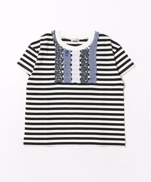 RAGMART（ラグマート）の「フリル付きカットソー半袖Tシャツ（Tシャツ/カットソー・キッズ・パープル/ブラック×ホワイト・130cm/120cm/110cm/100cm）」の2枚目の写真