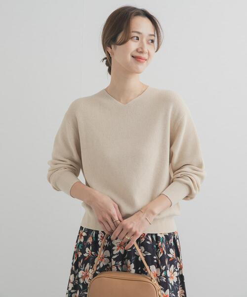 ☺︎nacchan♡  新品未使用  コットン畦Vネックニット セール】コットン畦Vネックニット｜春服/カラーニット/オフィス
