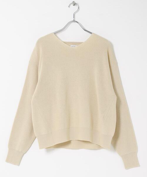 URBAN RESEARCH DOORS（アーバンリサーチドアーズ）の「コットン畦Vネックニット（ニット/セーター・レディース・ピンク/アイボリー/ライトブルー・FREE）」の4枚目の写真