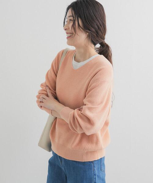 URBAN RESEARCH DOORS（アーバンリサーチドアーズ）の「コットン畦Vネックニット（ニット/セーター・レディース・ピンク/アイボリー/ライトブルー・FREE）」の10枚目の写真