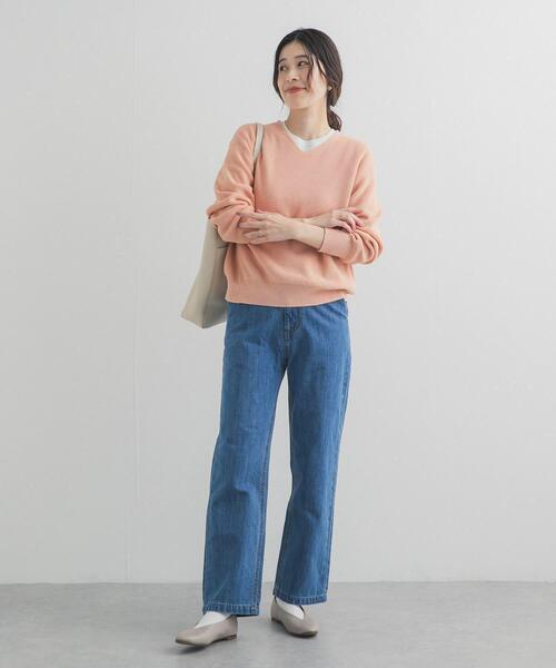 URBAN RESEARCH DOORS（アーバンリサーチドアーズ）の「コットン畦Vネックニット（ニット/セーター・レディース・ピンク/アイボリー/ライトブルー・FREE）」の12枚目の写真