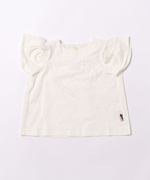 nino(ニノ)の「ハートフリル Tシャツ(Tシャツ/カットソー・キッズ・ホワイト・100cm/110cm/120cm)」の1枚目の写真