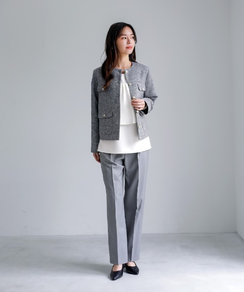 White Collection(ホワイトコレクション)の「【 きちんと華やぐ 】 ミックスカラーツイード・ノーカラージャケット(ノーカラージャケット・レディース・ブラック/グレー/ホワイト・M)」の20枚目の写真