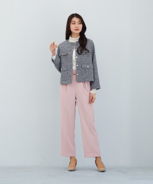 White Collection(ホワイトコレクション)の「【 きちんと華やぐ 】 ミックスカラーツイード・ノーカラージャケット(ノーカラージャケット・レディース・ブラック/グレー/ホワイト・M)」の22枚目の写真