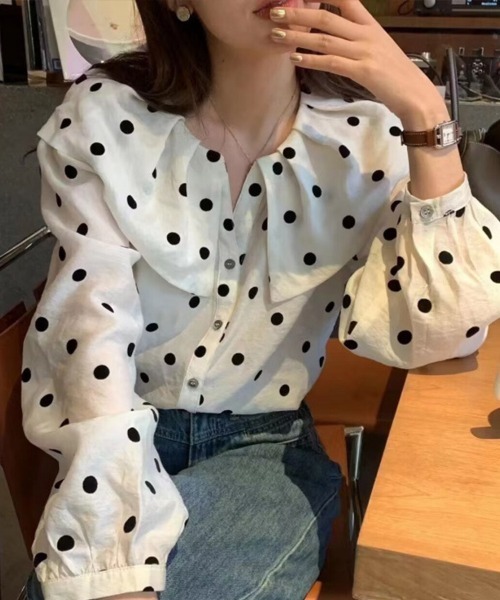 Flugge（フラッジー）の「ビッグカラードットブラウス（シャツ/ブラウス・レディース・ホワイト・MEDIUM/LARGE）」の4枚目の写真