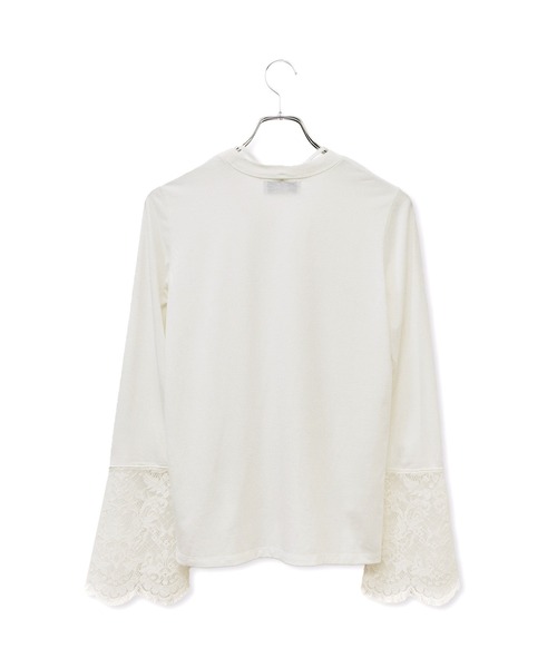 ADAM ET ROPE'（アダムエロペ）の「レースカフストップス（Tシャツ/カットソー・レディース・ホワイト/サックスブルー・FREE）」の13枚目の写真