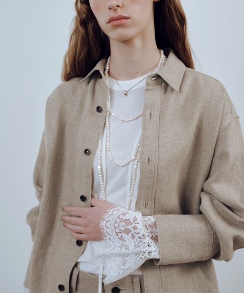 ADAM ET ROPE'（アダムエロペ）の「レースカフストップス（Tシャツ/カットソー・レディース・ホワイト/サックスブルー・FREE）」の21枚目の写真