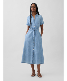 GAP（ギャップ）の「デニム ウエストタイ ミディシャツワンピース（ワンピース）」
