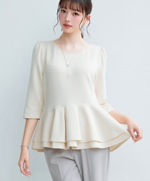 SAISON DE PAPILLON | 【2026SS新作】レーディス カットソー トップス ギャザースリーブ ペプラム 通勤 きれいめ 上品(Tシャツ/カットソー)