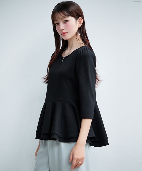 SAISON DE PAPILLON（セゾンドパピヨン）の「【2026SS新作】レーディス カットソー トップス ギャザースリーブ ペプラム 通勤 きれいめ 上品（Tシャツ/カットソー・レディース・ブラック/ベージュ・L/S/M）」の6枚目の写真