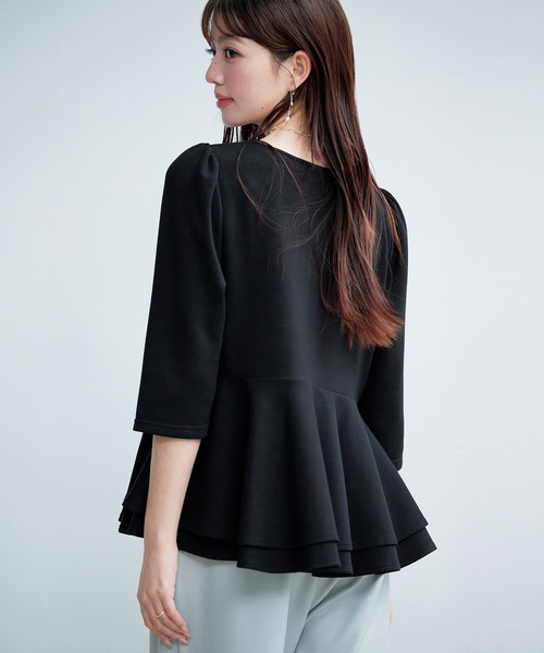 SAISON DE PAPILLON（セゾンドパピヨン）の「【2026SS新作】レーディス カットソー トップス ギャザースリーブ ペプラム 通勤 きれいめ 上品（Tシャツ/カットソー・レディース・ブラック/ベージュ・L/S/M）」の7枚目の写真