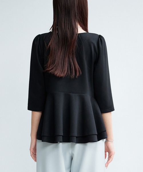 SAISON DE PAPILLON（セゾンドパピヨン）の「【2026SS新作】レーディス カットソー トップス ギャザースリーブ ペプラム 通勤 きれいめ 上品（Tシャツ/カットソー・レディース・ブラック/ベージュ・L/S/M）」の8枚目の写真