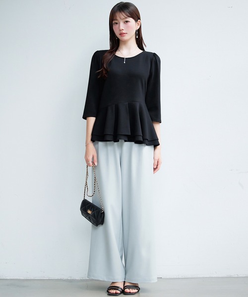 SAISON DE PAPILLON（セゾンドパピヨン）の「【2026SS新作】レーディス カットソー トップス ギャザースリーブ ペプラム 通勤 きれいめ 上品（Tシャツ/カットソー・レディース・ブラック/ベージュ・L/S/M）」の9枚目の写真