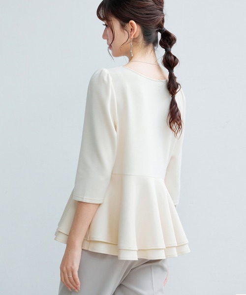 SAISON DE PAPILLON（セゾンドパピヨン）の「【2026SS新作】レーディス カットソー トップス ギャザースリーブ ペプラム 通勤 きれいめ 上品（Tシャツ/カットソー・レディース・ブラック/ベージュ・L/S/M）」の14枚目の写真