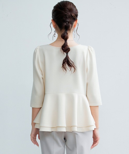 SAISON DE PAPILLON（セゾンドパピヨン）の「【2026SS新作】レーディス カットソー トップス ギャザースリーブ ペプラム 通勤 きれいめ 上品（Tシャツ/カットソー・レディース・ブラック/ベージュ・L/S/M）」の15枚目の写真