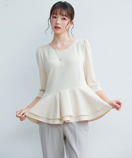 SAISON DE PAPILLON（セゾンドパピヨン）の「【2026SS新作】レーディス カットソー トップス ギャザースリーブ ペプラム 通勤 きれいめ 上品（Tシャツ/カットソー・レディース・ブラック/ベージュ・L/S/M）」の18枚目の写真