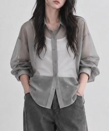 Free nature インナー付きシアーシャツアンサンブル