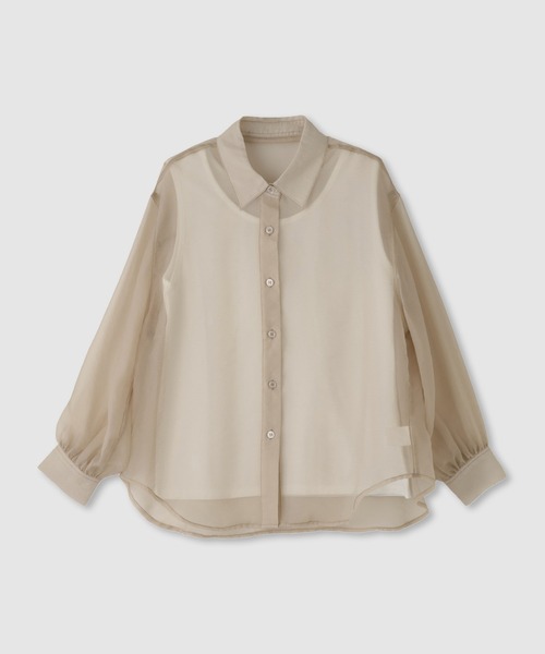 Mac-House(マックハウス)の「Free nature インナー付きシアーシャツアンサンブル(シャツ/ブラウス・レディース・ベージュ/チャコールグレー/ライトブルー・M/L)」の15枚目の写真
