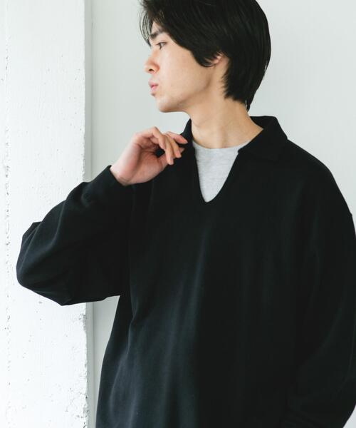 URBAN RESEARCH DOORS(アーバンリサーチドアーズ)の「TOMPKINS裏毛 スキッパースウェット(スウェット・メンズ・ネイビー/グレー/ブラック・LARGE/MEDIUM)」の1枚目の写真