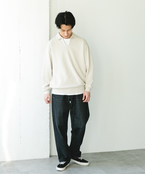 URBAN RESEARCH DOORS（アーバンリサーチドアーズ）の「TOMPKINS裏毛 スキッパースウェット（スウェット・メンズ・ネイビー/グレー/ブラック・LARGE/MEDIUM）」の4枚目の写真