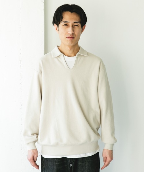 URBAN RESEARCH DOORS（アーバンリサーチドアーズ）の「TOMPKINS裏毛 スキッパースウェット（スウェット・メンズ・ネイビー/グレー/ブラック・LARGE/MEDIUM）」の15枚目の写真