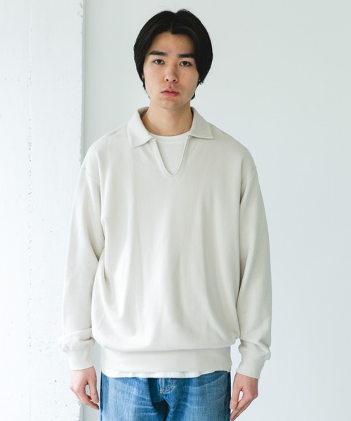 URBAN RESEARCH DOORS（アーバンリサーチドアーズ）の「TOMPKINS裏毛 スキッパースウェット（スウェット・メンズ・ネイビー/グレー/ブラック・LARGE/MEDIUM）」の12枚目の写真