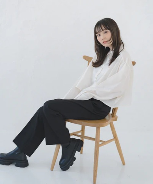 merrylatte(メリーラテ)の「センタープレススラックス【IROHANI】(スラックス・レディース・ブラック/アイボリー・L/S/M)」の8枚目の写真