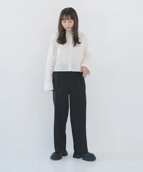 merrylatte(メリーラテ)の「センタープレススラックス【IROHANI】(スラックス・レディース・ブラック/アイボリー・L/S/M)」の10枚目の写真