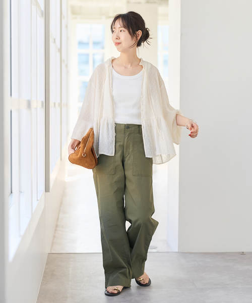 Spick & Span（スピックアンドスパン）の「《WEB限定》ドビードットフリルリボンブラウス（シャツ/ブラウス・レディース・ホワイト系その他/ブラック・FREE）」の5枚目の写真