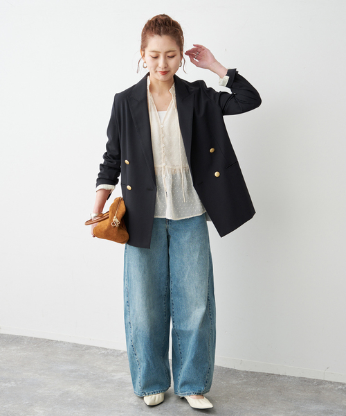 Spick & Span（スピックアンドスパン）の「《WEB限定》ドビードットフリルリボンブラウス（シャツ/ブラウス・レディース・ホワイト系その他/ブラック・FREE）」の6枚目の写真