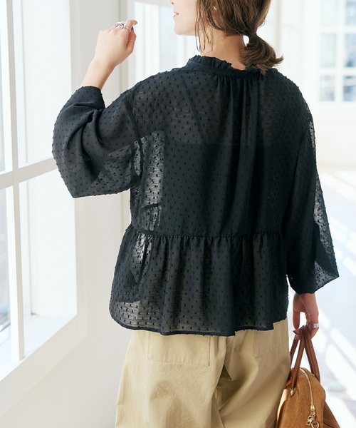 Spick & Span（スピックアンドスパン）の「《WEB限定》ドビードットフリルリボンブラウス（シャツ/ブラウス・レディース・ホワイト系その他/ブラック・FREE）」の9枚目の写真