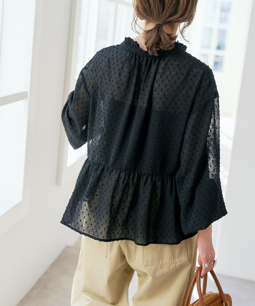 Spick & Span（スピックアンドスパン）の「《WEB限定》ドビードットフリルリボンブラウス（シャツ/ブラウス・レディース・ホワイト系その他/ブラック・FREE）」の10枚目の写真