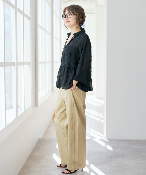 Spick & Span（スピックアンドスパン）の「《WEB限定》ドビードットフリルリボンブラウス（シャツ/ブラウス・レディース・ホワイト系その他/ブラック・FREE）」の11枚目の写真