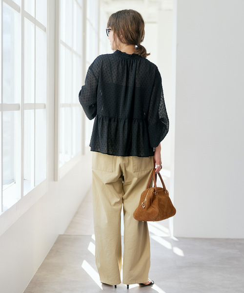 Spick & Span（スピックアンドスパン）の「《WEB限定》ドビードットフリルリボンブラウス（シャツ/ブラウス・レディース・ホワイト系その他/ブラック・FREE）」の12枚目の写真