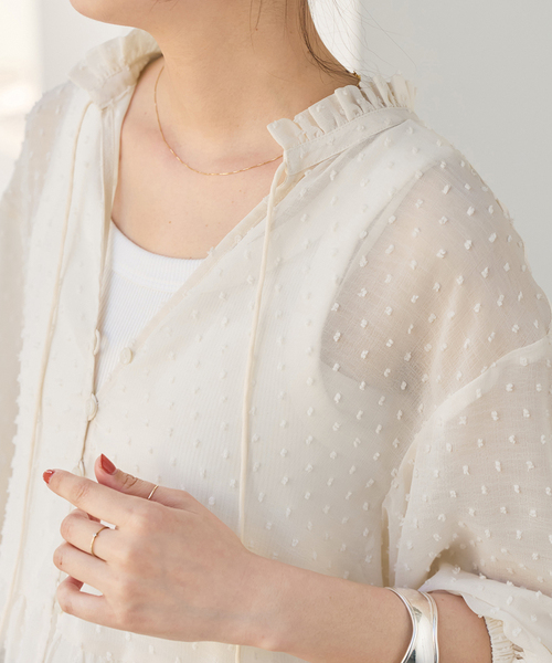 Spick & Span（スピックアンドスパン）の「《WEB限定》ドビードットフリルリボンブラウス（シャツ/ブラウス・レディース・ホワイト系その他/ブラック・FREE）」の17枚目の写真