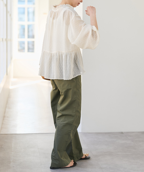 Spick & Span（スピックアンドスパン）の「《WEB限定》ドビードットフリルリボンブラウス（シャツ/ブラウス・レディース・ホワイト系その他/ブラック・FREE）」の18枚目の写真