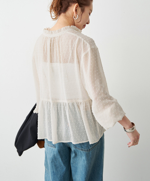 Spick & Span（スピックアンドスパン）の「《WEB限定》ドビードットフリルリボンブラウス（シャツ/ブラウス・レディース・ホワイト系その他/ブラック・FREE）」の22枚目の写真